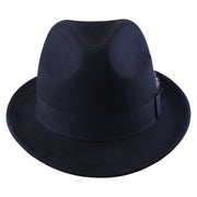 No. 1265 Pinch-Front Fedora with Feather Accent and Grosgrain Bow