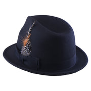 No. 1265 Pinch-Front Fedora with Feather Accent and Grosgrain Bow