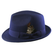 No. 1265 Pinch-Front Fedora with Feather Accent and Grosgrain Bow