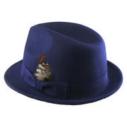 No. 1265 Pinch-Front Fedora with Feather Accent and Grosgrain Bow