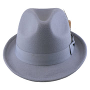 No. 1265 Pinch-Front Fedora with Feather Accent and Grosgrain Bow