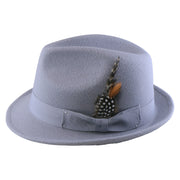 No. 1265 Pinch-Front Fedora with Feather Accent and Grosgrain Bow