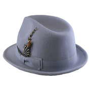 No. 1265 Pinch-Front Fedora with Feather Accent and Grosgrain Bow