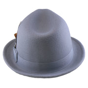 No. 1265 Pinch-Front Fedora with Feather Accent and Grosgrain Bow