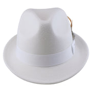 No. 1265 Pinch-Front Fedora with Feather Accent and Grosgrain Bow