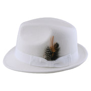 No. 1265 Pinch-Front Fedora with Feather Accent and Grosgrain Bow
