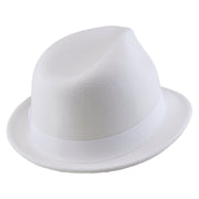 No. 1265 Pinch-Front Fedora with Feather Accent and Grosgrain Bow