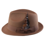 No. 1265 Pinch-Front Fedora with Feather Accent and Grosgrain Bow