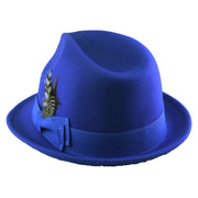No. 1265 Pinch-Front Fedora with Feather Accent and Grosgrain Bow