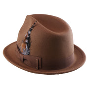 No. 1265 Pinch-Front Fedora with Feather Accent and Grosgrain Bow