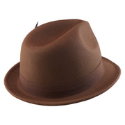 No. 1265 Pinch-Front Fedora with Feather Accent and Grosgrain Bow