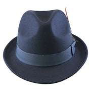 No. 1265 Pinch-Front Fedora with Feather Accent and Grosgrain Bow