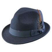 No. 1265 Pinch-Front Fedora with Feather Accent and Grosgrain Bow