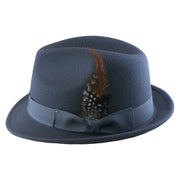 No. 1265 Pinch-Front Fedora with Feather Accent and Grosgrain Bow
