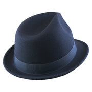 No. 1265 Pinch-Front Fedora with Feather Accent and Grosgrain Bow