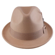No. 1265 Pinch-Front Fedora with Feather Accent and Grosgrain Bow