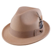 No. 1265 Pinch-Front Fedora with Feather Accent and Grosgrain Bow