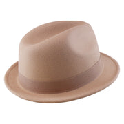 No. 1265 Pinch-Front Fedora with Feather Accent and Grosgrain Bow