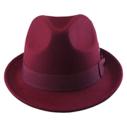 No. 1265 Pinch-Front Fedora with Feather Accent and Grosgrain Bow