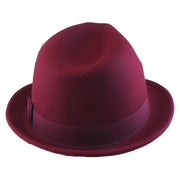 No. 1265 Pinch-Front Fedora with Feather Accent and Grosgrain Bow