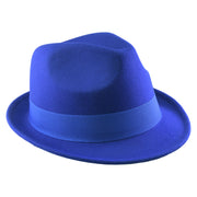 No. 1265 Pinch-Front Fedora with Feather Accent and Grosgrain Bow
