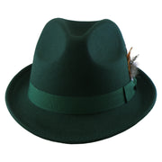 No. 1265 Pinch-Front Fedora with Feather Accent and Grosgrain Bow