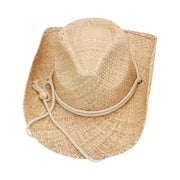 No. 135 Frayed Raffia Straw Cowboy Hat with Chin Cord