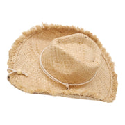 No. 135 Frayed Raffia Straw Cowboy Hat with Chin Cord