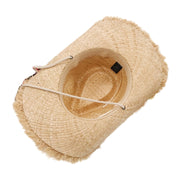 No. 135 Frayed Raffia Straw Cowboy Hat with Chin Cord