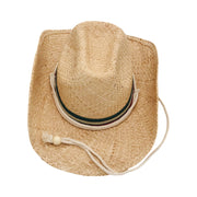 No. 142 Raffia Straw Cowboy Hat with Chin Cord