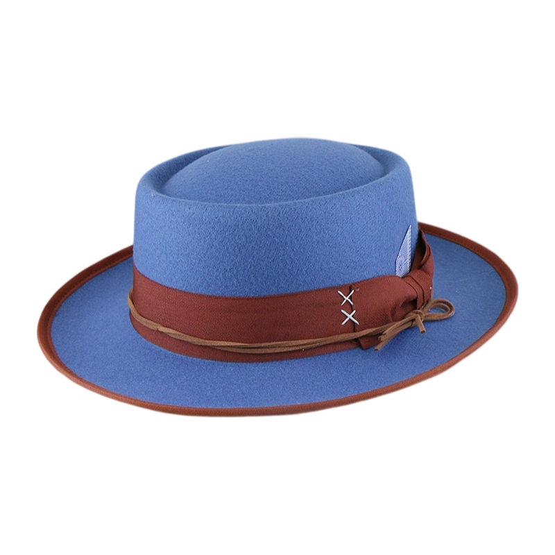 No. 936 Polyester Felt Gambler Hat with Layered Ribbon Band