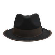 No. 790 Polyester Felt Wide-Brim Dress Fedora with Color-Block Grosgrain Band