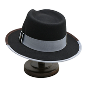 No. 790 Polyester Felt Wide-Brim Dress Fedora with Color-Block Grosgrain Band