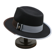 No. 790 Polyester Felt Wide-Brim Dress Fedora with Color-Block Grosgrain Band