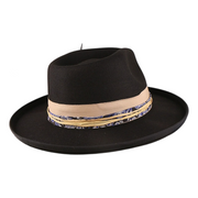 No. 663 Polyester Felt Wide-Brim Fedora with Feather Band