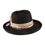 No. 663 Polyester Felt Wide-Brim Fedora with Feather Band
