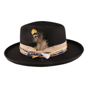 No. 663 Polyester Felt Wide-Brim Fedora with Feather Band