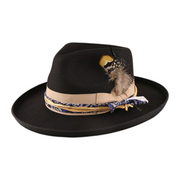 No. 663 Polyester Felt Wide-Brim Fedora with Feather Band
