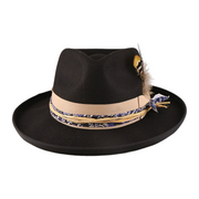 No. 663 Polyester Felt Wide-Brim Fedora with Feather Band