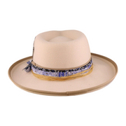 No. 663 Polyester Felt Wide-Brim Fedora with Feather Band
