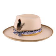 No. 663 Polyester Felt Wide-Brim Fedora with Feather Band