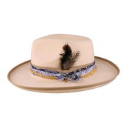 No. 663 Polyester Felt Wide-Brim Fedora with Feather Band