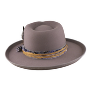 No. 663 Polyester Felt Wide-Brim Fedora with Feather Band