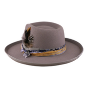 No. 663 Polyester Felt Wide-Brim Fedora with Feather Band