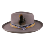 No. 663 Polyester Felt Wide-Brim Fedora with Feather Band