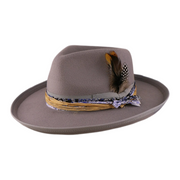 No. 663 Polyester Felt Wide-Brim Fedora with Feather Band