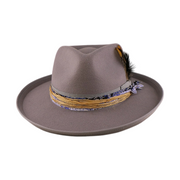 No. 663 Polyester Felt Wide-Brim Fedora with Feather Band