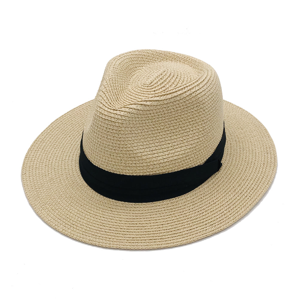 Women’s Paper Straw Panama Hat White Sun Hat Korean Style Wide Brim Summer Beach Hat UV Protection Factory Direct Supply