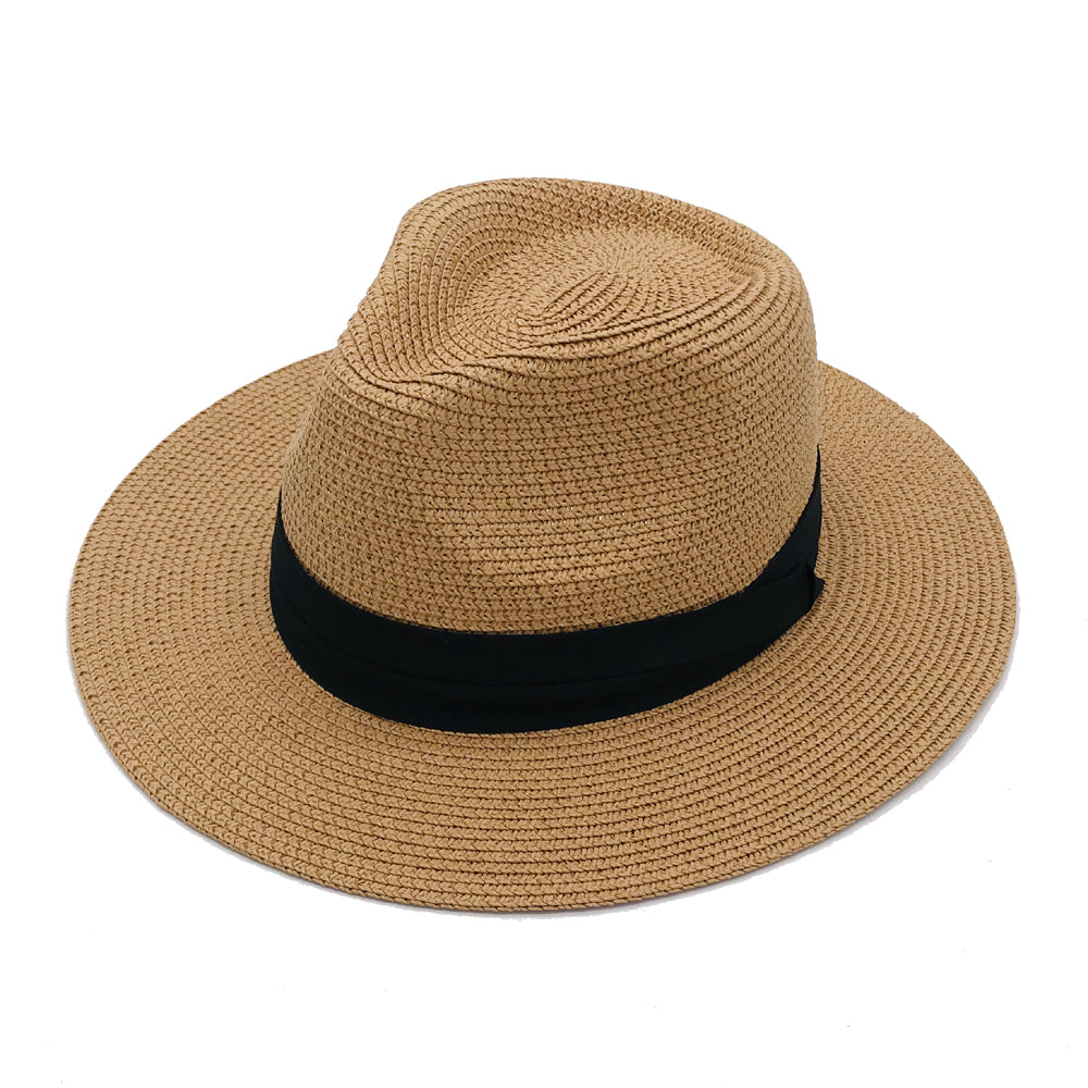 Women’s Paper Straw Panama Hat White Sun Hat Korean Style Wide Brim Summer Beach Hat UV Protection Factory Direct Supply