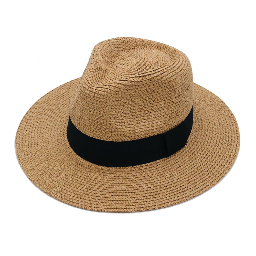 Women’s Paper Straw Panama Hat White Sun Hat Korean Style Wide Brim Summer Beach Hat UV Protection Factory Direct Supply